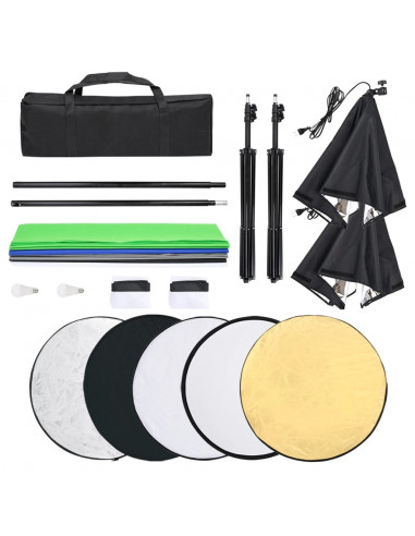 Kit per Studio Fotografico con Set Luci, Fondale e Riflettore
