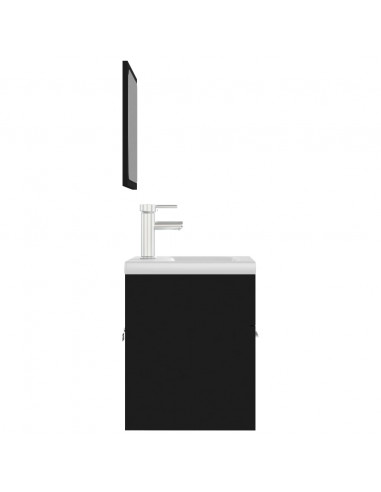 Set Mobili da Bagno Nero in Legno Multistrato