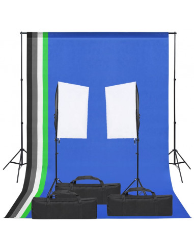 Kit per Studio Fotografico con Set di Luci e Fondale