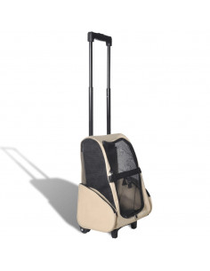 Trolley Trasportino per Animali Pieghevole Multifunzione Beige 2
