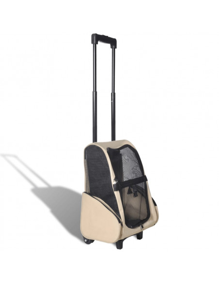 Trolley Trasportino per Animali Pieghevole Multifunzione Beige