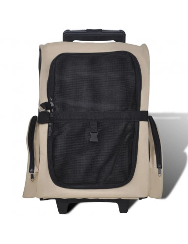 Trolley Trasportino per Animali Pieghevole Multifunzione Beige
