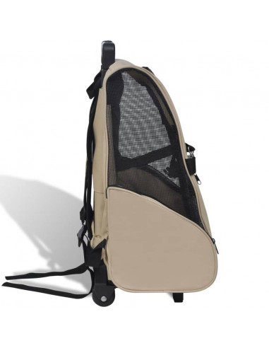 Trolley Trasportino per Animali Pieghevole Multifunzione Beige