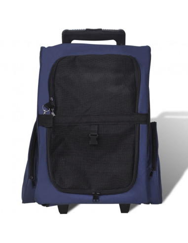 Trolley Trasportino per Animali Pieghevole Multifunzione Blu