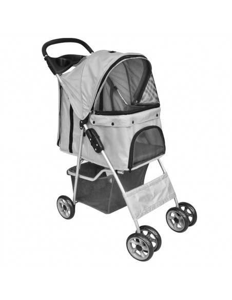 Passeggino per Cani/Gatti Pieghevole Grigio