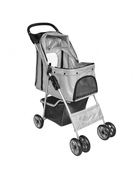 Passeggino per Cani/Gatti Pieghevole Grigio