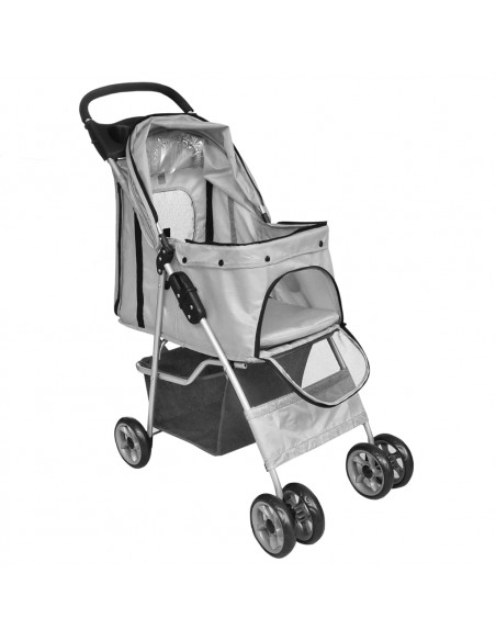 Passeggino per Cani/Gatti Pieghevole Grigio