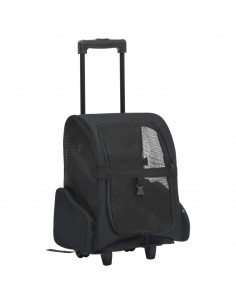 Trolley Trasportino per Animali Pieghevole Multifunzione Nero 2