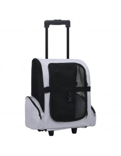 Trolley Trasportino per Animali Pieghevole Multifunzione Grigio 2
