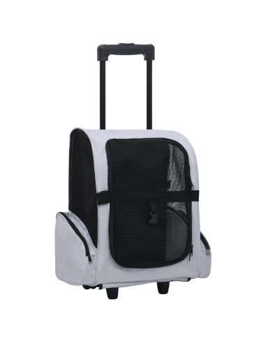 Trolley Trasportino per Animali Pieghevole Multifunzione Grigio