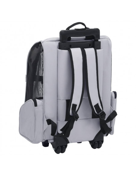 Trolley Trasportino per Animali Pieghevole Multifunzione Grigio
