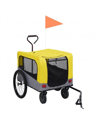 Rimorchio Bici Animali Carrello Jogging 2in1 Giallo e Grigio