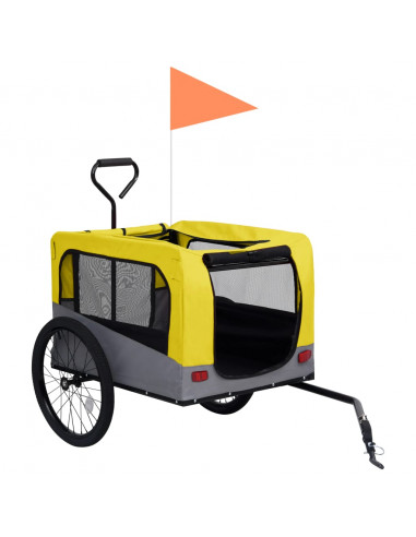 Rimorchio Bici Animali Carrello Jogging 2in1 Giallo e Grigio