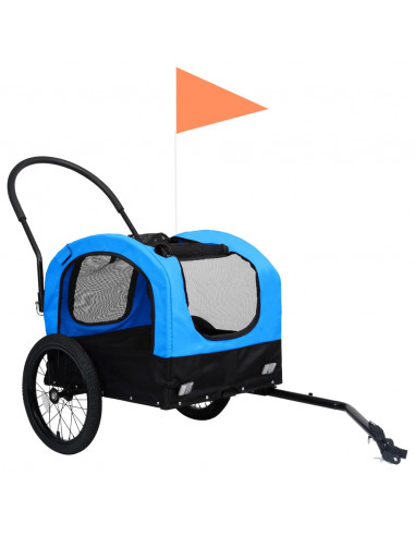 Rimorchio da Bici per Animali Carrello Jogging 2in1 Blu e Nero