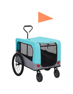 Rimorchio Bici per Animali Carrello Jogging 2in1 Blu e Grigio 2