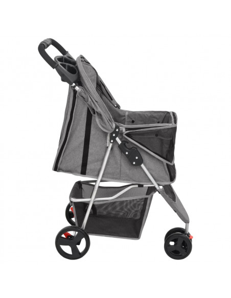 Passeggino per Cani Pieghevole Grigio 80x46x98cm Tessuto Oxford