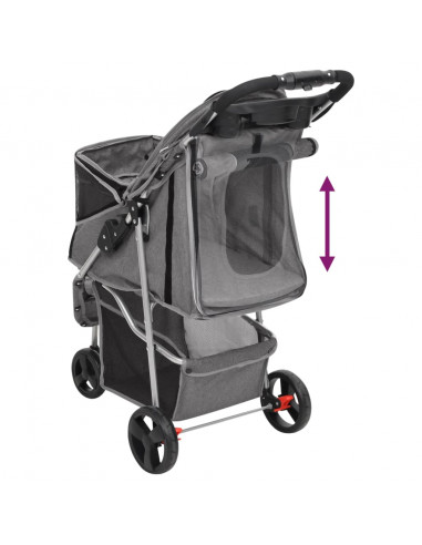 Passeggino per Cani Pieghevole Grigio 80x46x98cm Tessuto Oxford