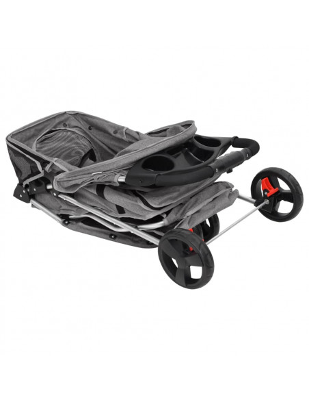 Passeggino per Cani Pieghevole Grigio 80x46x98cm Tessuto Oxford