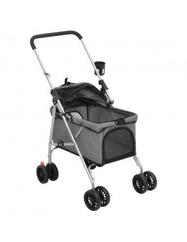 Passeggino Cani Pieghevole Grigio 76x50x100cm Tessuto Oxford