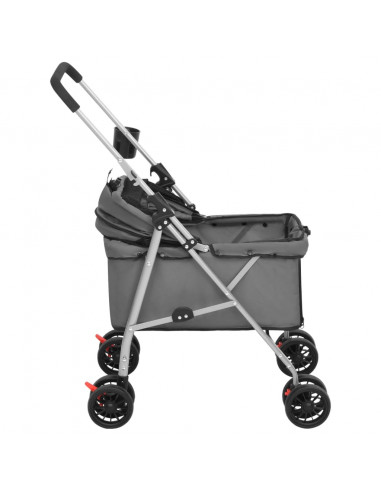 Passeggino Cani Pieghevole Grigio 76x50x100cm Tessuto Oxford