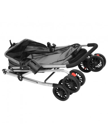 Passeggino Cani Pieghevole Grigio 76x50x100cm Tessuto Oxford