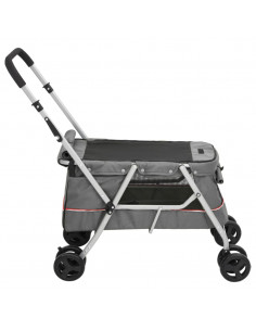 Passeggino Cani Pieghevole Grigio 100x49x96cm Tessuto di Lino 2