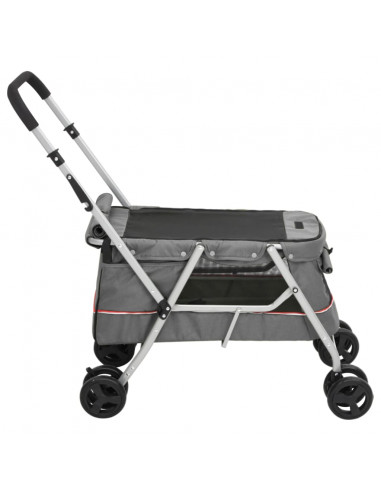 Passeggino Cani Pieghevole Grigio 100x49x96cm Tessuto di Lino