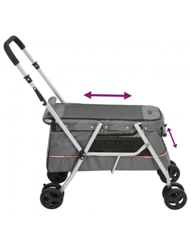 Passeggino Cani Pieghevole Grigio 100x49x96cm Tessuto di Lino