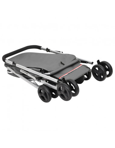 Passeggino Cani Pieghevole Grigio 100x49x96cm Tessuto di Lino