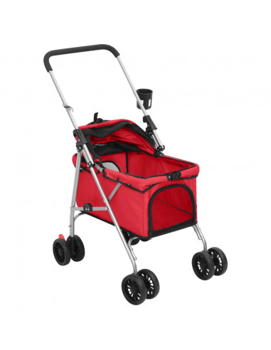 Passeggino per Cani Pieghevole Rosso 76x50x100cm Tessuto Oxford
