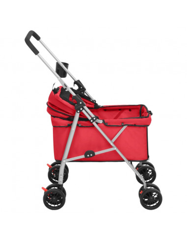 Passeggino per Cani Pieghevole Rosso 76x50x100cm Tessuto Oxford