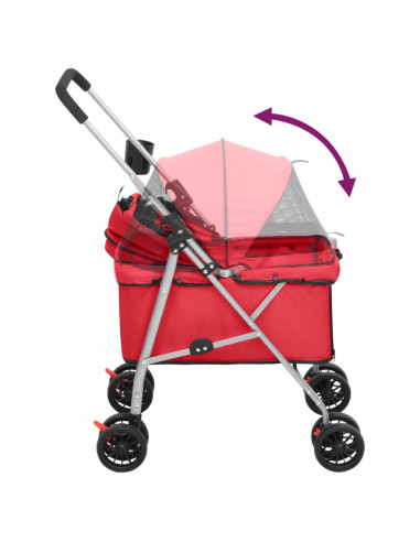 Passeggino per Cani Pieghevole Rosso 76x50x100cm Tessuto Oxford