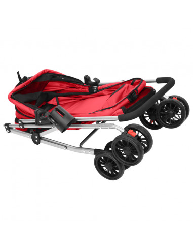 Passeggino per Cani Pieghevole Rosso 76x50x100cm Tessuto Oxford