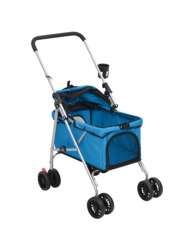 Passeggino per Cani Pieghevole Blu 76x50x100cm Tessuto Oxford