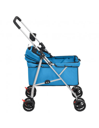 Passeggino per Cani Pieghevole Blu 76x50x100cm Tessuto Oxford