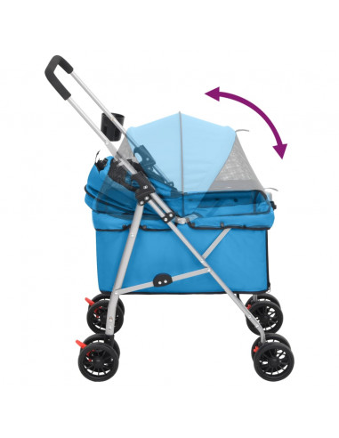 Passeggino per Cani Pieghevole Blu 76x50x100cm Tessuto Oxford