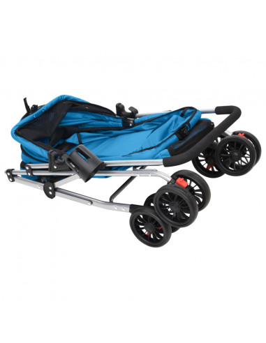 Passeggino per Cani Pieghevole Blu 76x50x100cm Tessuto Oxford