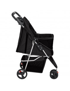 Passeggino per Cani Pieghevole Nero 80x46x98cm Tessuto Oxford 2
