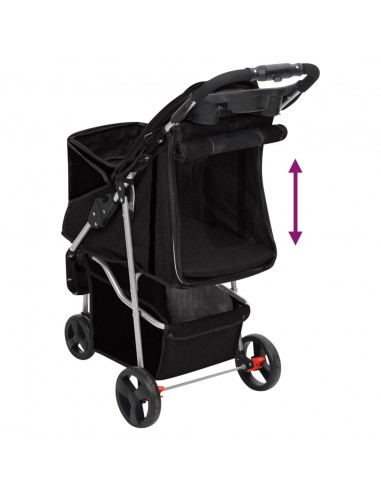Passeggino per Cani Pieghevole Nero 80x46x98cm Tessuto Oxford