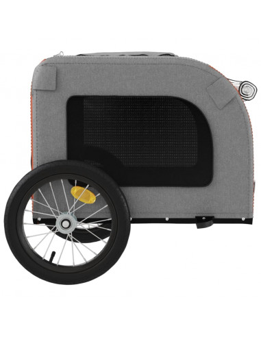 Rimorchio da Bici per Animali Arancione e Grigio Oxford e Ferro