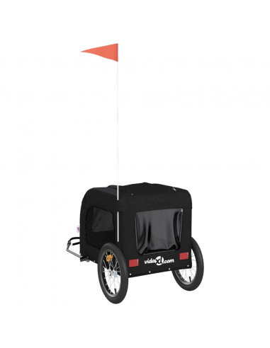 Rimorchio da Bici per Animali Nero Oxford e Ferro