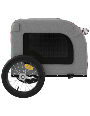 Rimorchio da Bici per Animali Rosso e Grigio Oxford e Ferro