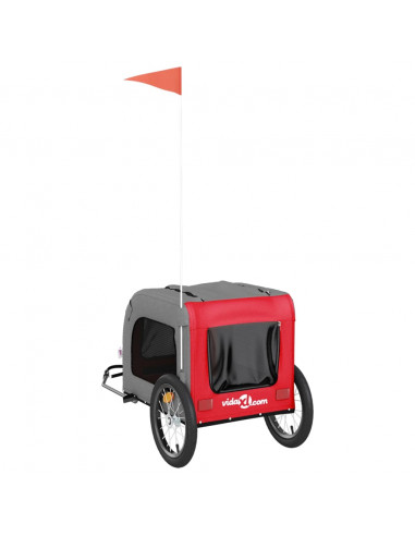 Rimorchio da Bici per Animali Rosso e Grigio Oxford e Ferro