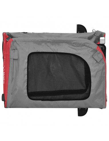 Rimorchio da Bici per Animali Rosso e Grigio Oxford e Ferro