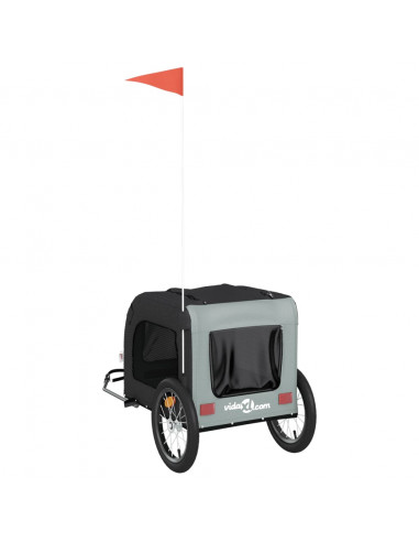 Rimorchio da Bici per Animali Nero e Grigio Oxford e Ferro