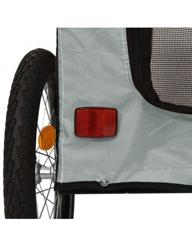 Rimorchio da Bici per Animali Nero e Grigio Oxford e Ferro