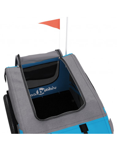 Rimorchio da Bici per Animali Blu e Grigio Oxford e Ferro