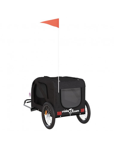 Rimorchio da Bici per Animali Nero Oxford e Ferro