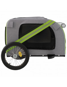 Rimorchio da Bici per Animali Verde e Grigio Oxford e Ferro 2