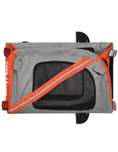 Rimorchio da Bici per Animali Arancione e Nero Oxford e Ferro